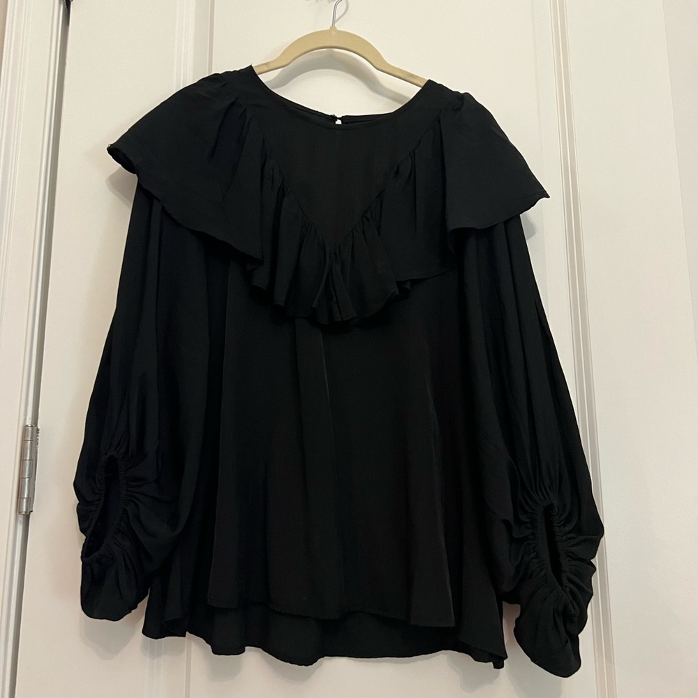 VICI Black Ruffle Long Sleeve Blouse Size Small